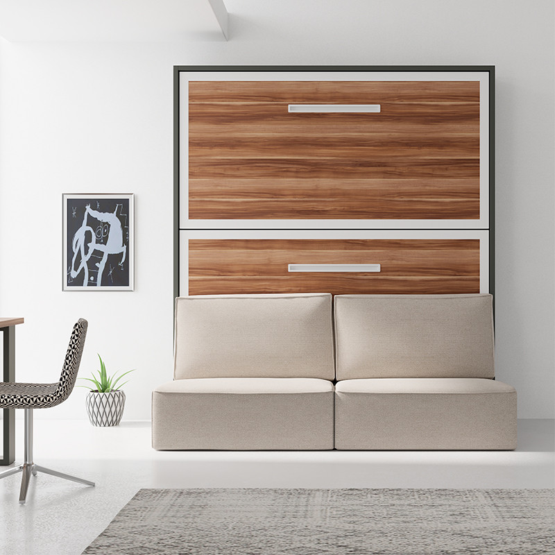 Litera abatible vertical con sofá integrado y un workspace